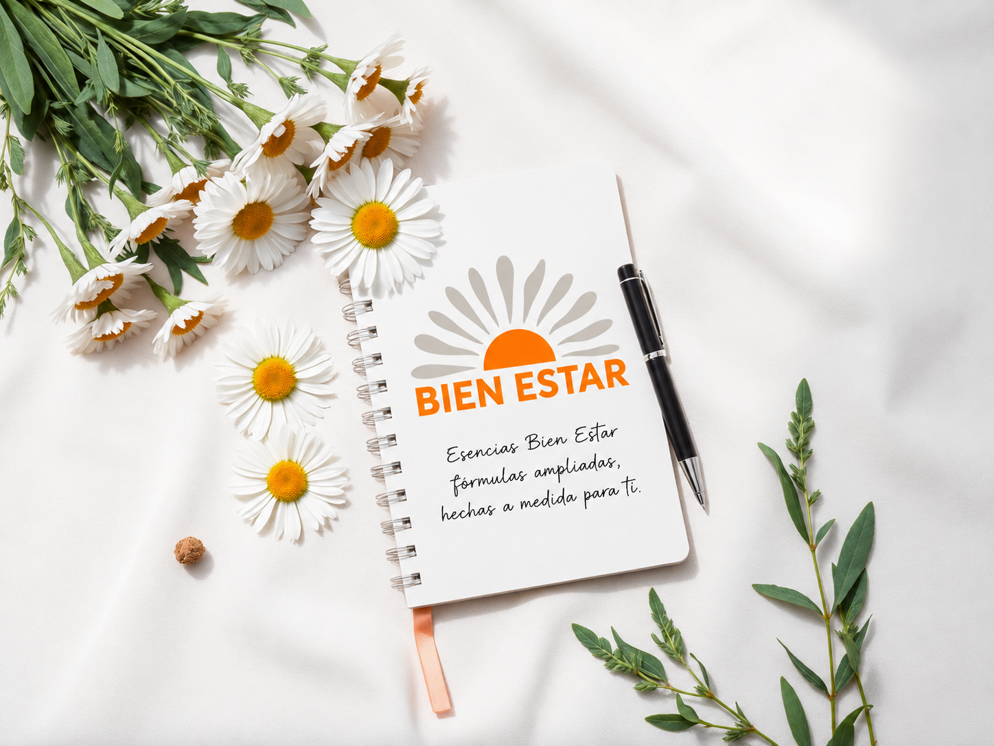 Cuaderno Bien Estar con margaritas: fórmulas personalizadas a medida